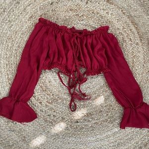 USED Shein Ruffled Red Crop Top